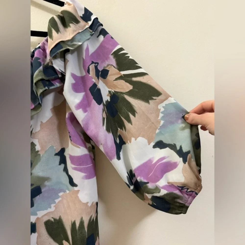 J. Crew Mercantile Watercolor Off the Shoulder‎ Floral Top - M